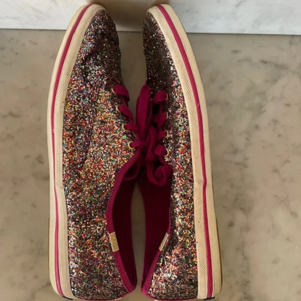 KEDS X KATE SPADE Champion Grape Glitter Women Lace Up Sneakers Size US 10
